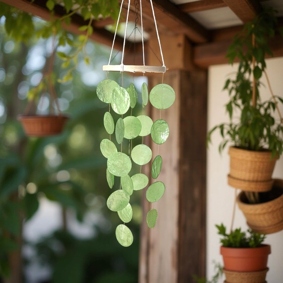Other - Natural Shell Green Hanging Suncatcher Wind Chime
